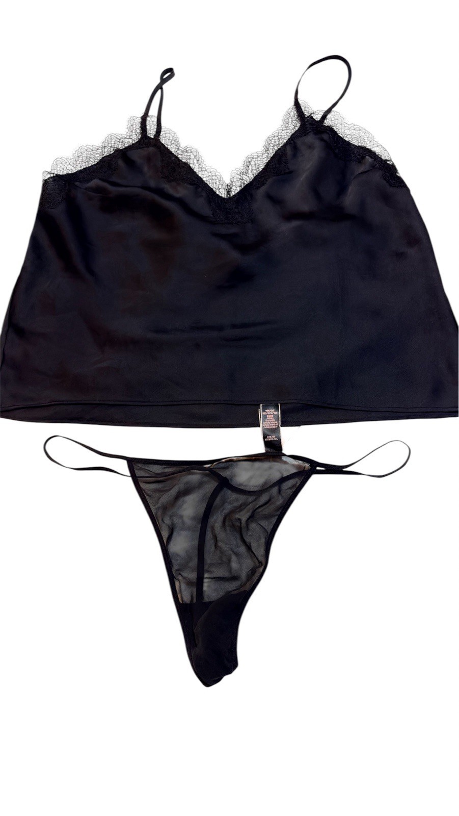 Victoria’s Secret Black Lace Camisole & Thong Set L/XXL NWOT Cami, NWT Thong