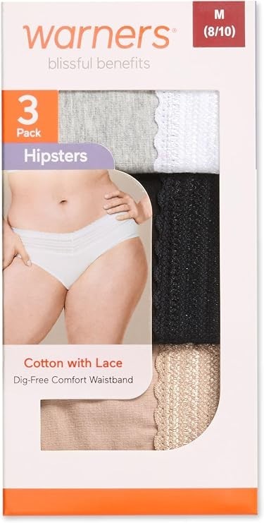Warner’s Women’s Blissful Benefits Dig-Free Comfort Waist Hipster 3-Pack Ru2263w