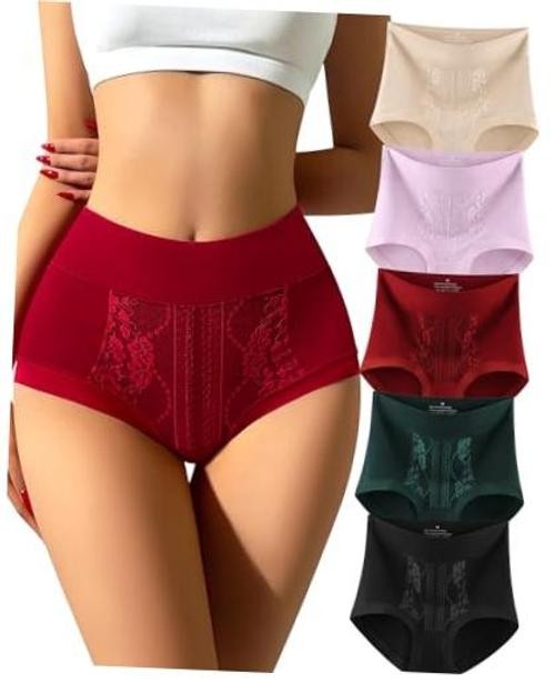 High Waisted Cotton Women Underwear Soft Full Coverage 3X-Large Multicolor-a