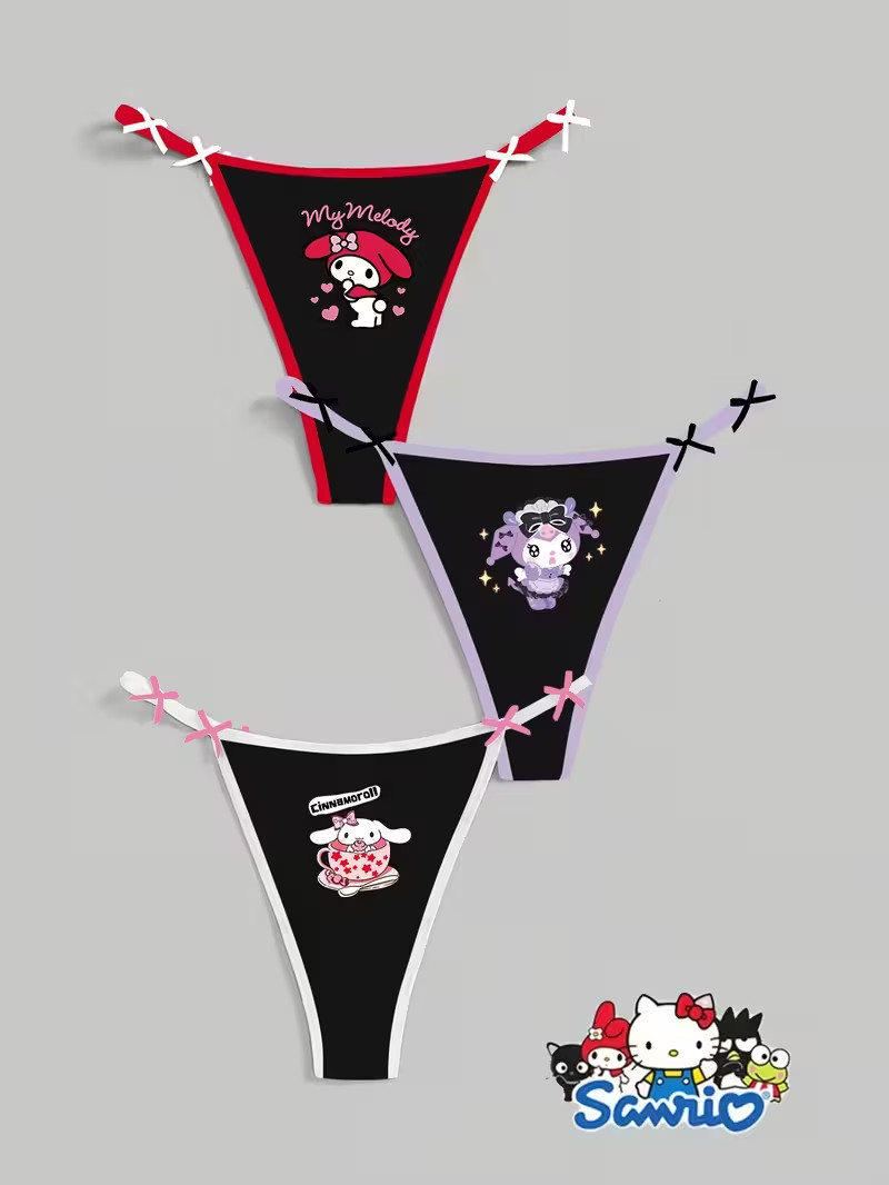 Sanrio Hello Kitty & Friends Kuromi My Melody Thong Panties – Pack of 3