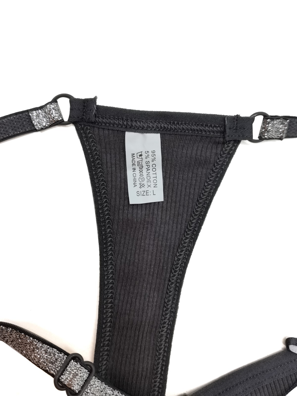 Women Ribbed Cotton Adjustable Thongs Underwear Lot Shine Sexy Panties 6 Pack XL