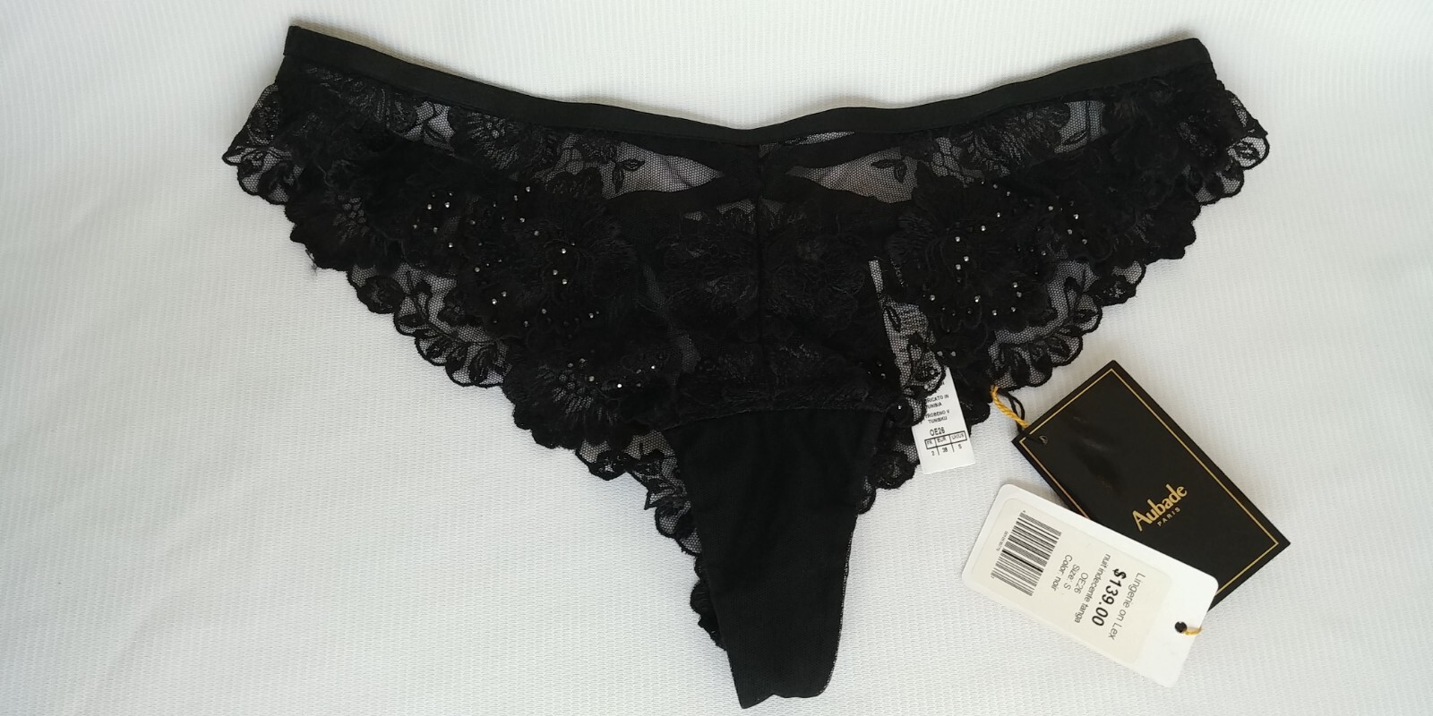 Aubade Paris Lingerie on Lex Nuit Indecente Tanga Noir Black Panties Size S