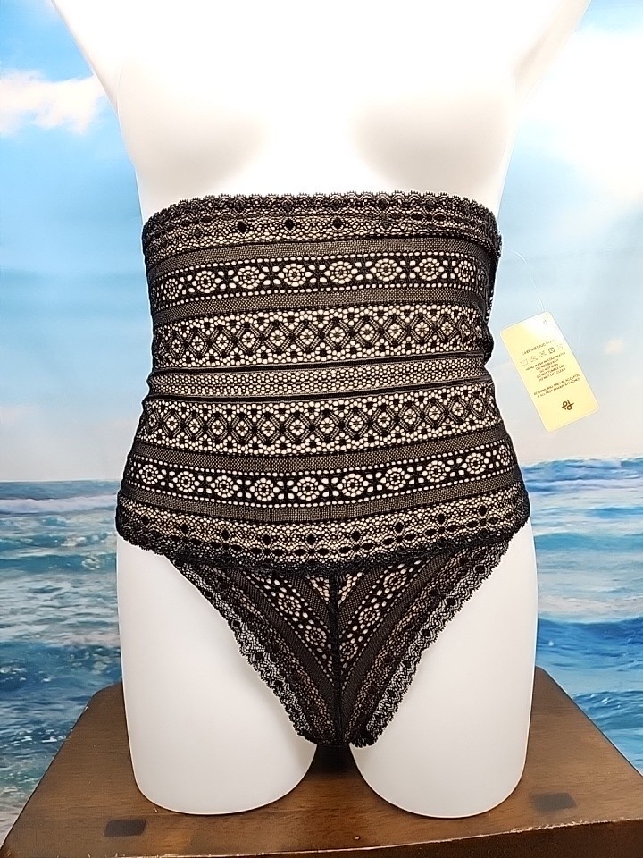 Nwt Popilush Shapewear Panties High-waisted Underwear Lace Thong Black Large