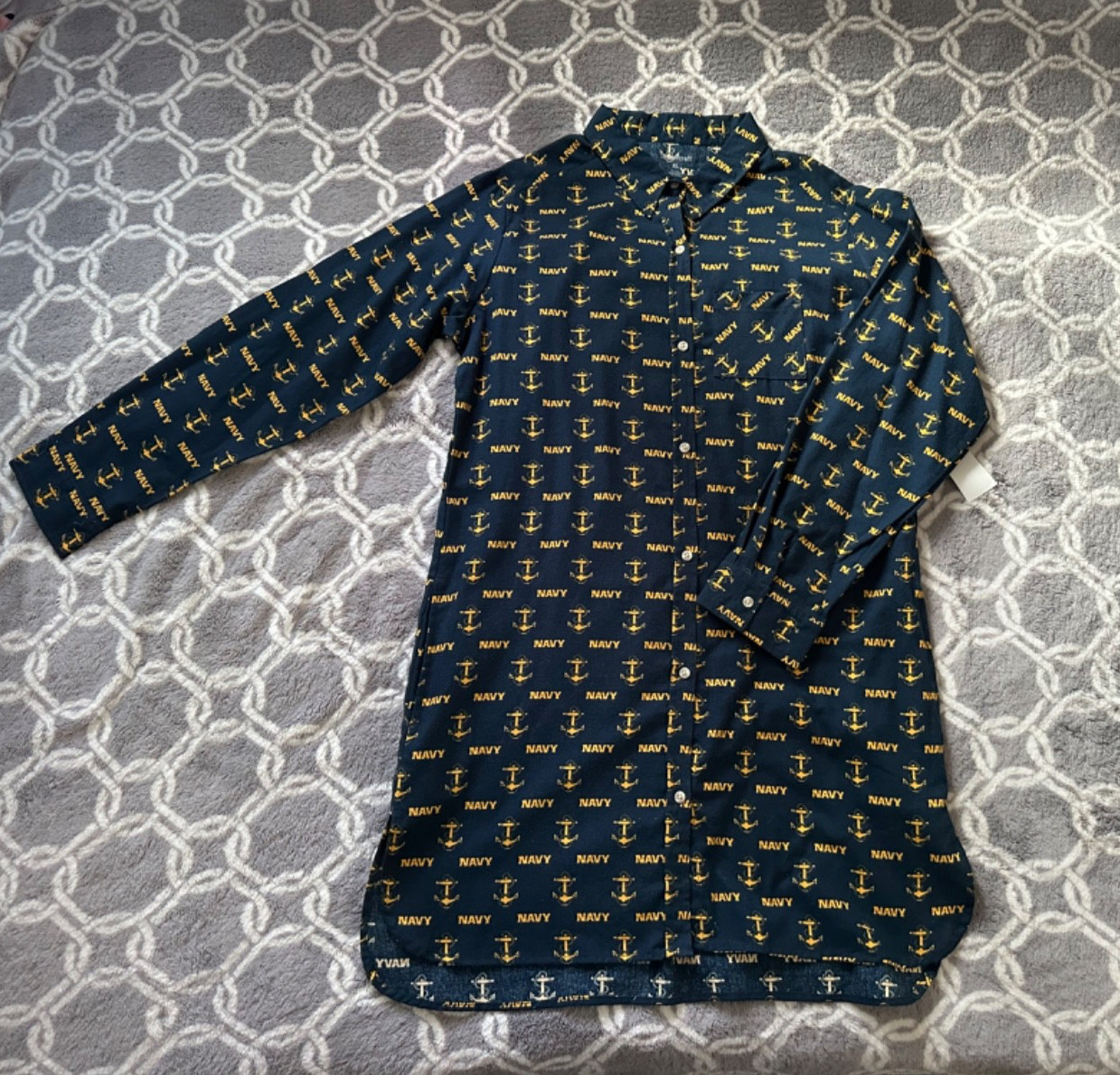 Women’s U.S. Naval Academy Navy & Anchor Designs Size M Pajama Shirt Boxercraft