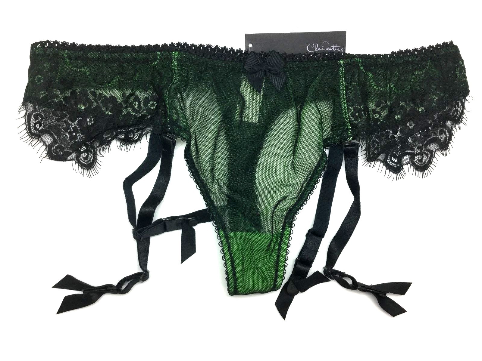 Love Claudette En Dentelle Intense Garter Thong Pin Up Neon Green Bikini Panties