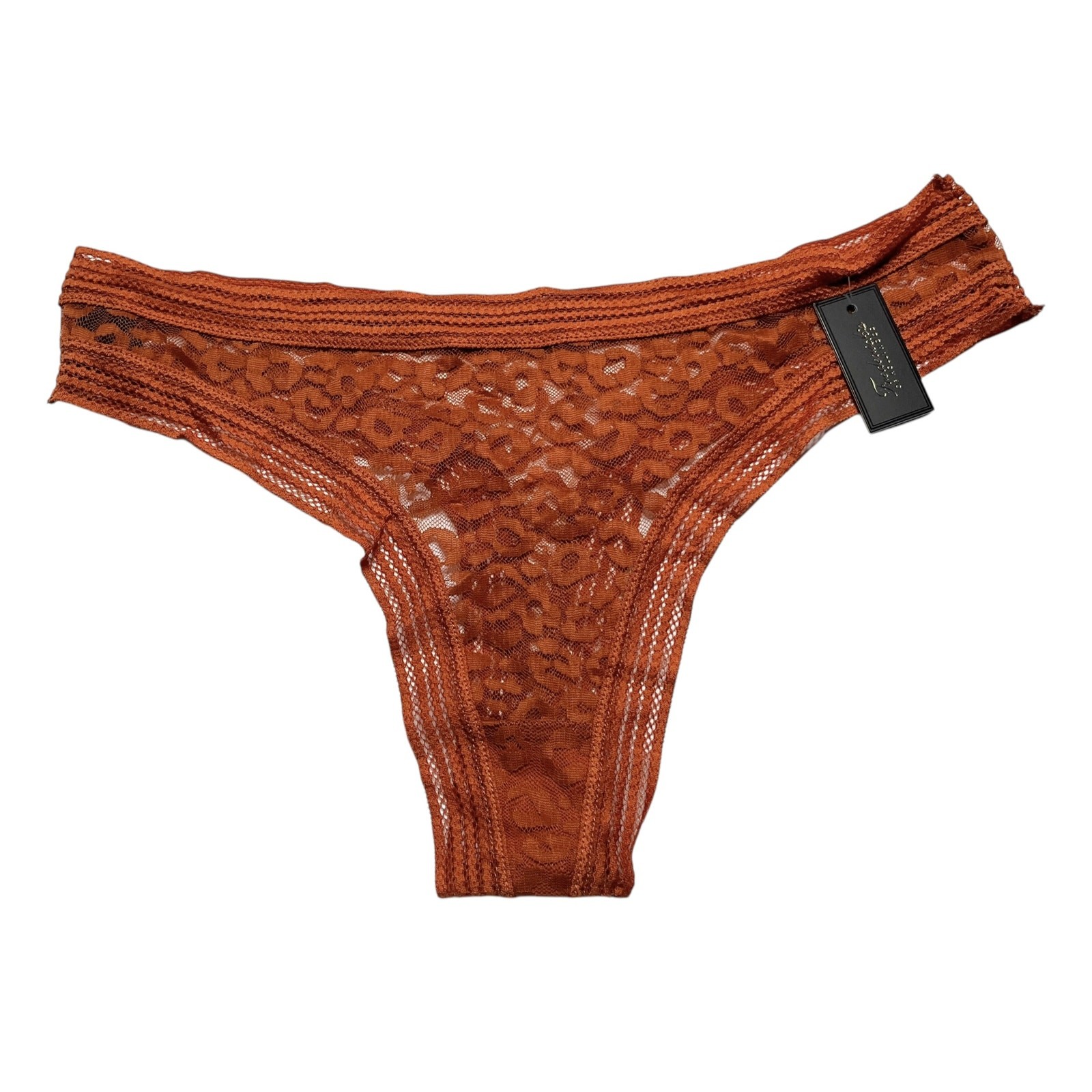 Frederick’s of Hollywood Demi Leopard Spot Mesh Thong Bombay Brown Size 1X