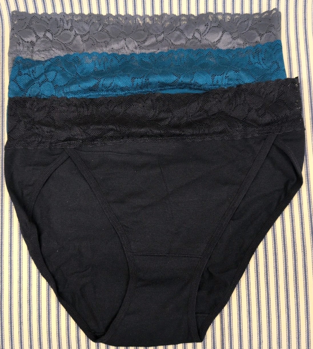 NWOT Womens Underwear Cotton Bikini Panties High Cut Lace Panty Stretch Hipster