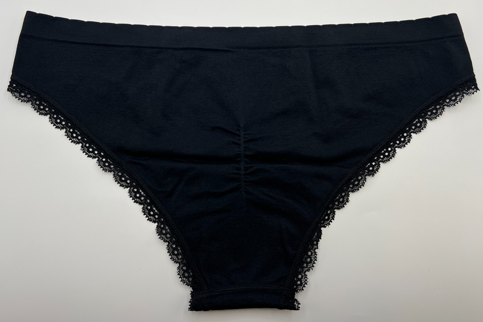 VICTORIA’S SECRET PANTIES SIZE LARGE L SOLID BLACK SILKY LACE CHEEKY VS LOGO NWT