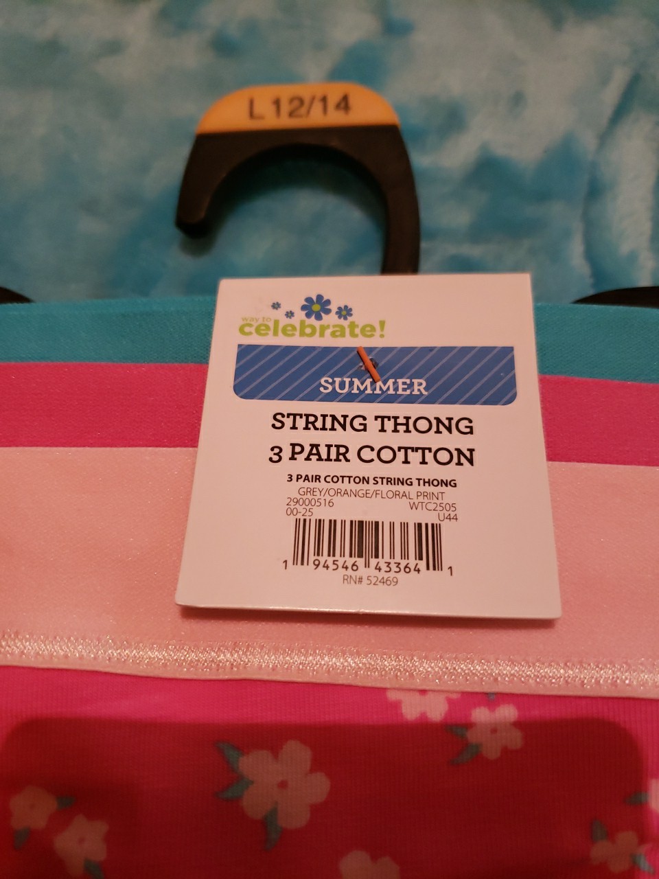 1 CELEBRATE! SUMMER 3-PACKS STRING THONG PANTIES SIZE L (12-14)