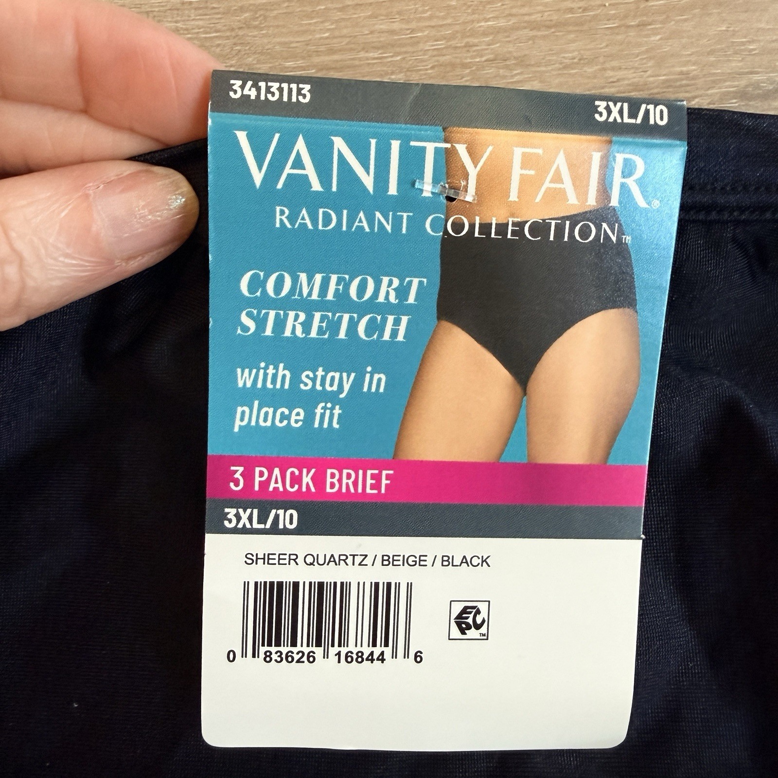 Vanity Fair Women’s Nylon Brief Panties 2 Pair 3XL Black And Beige