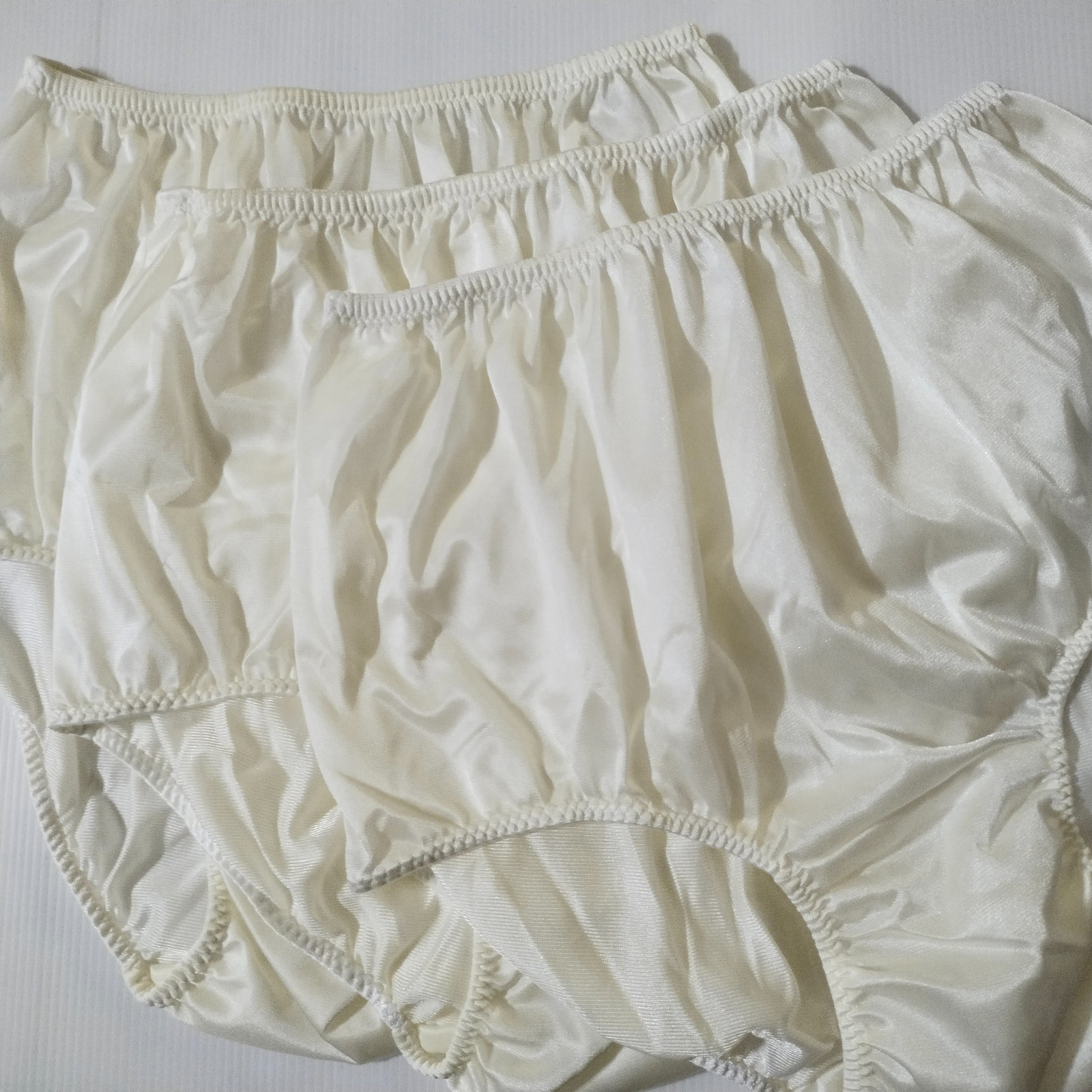 6 Nylon Panties/ High Waisted/ Double Nylon Layer Crotch/Dark Yellow+IVORY / XL