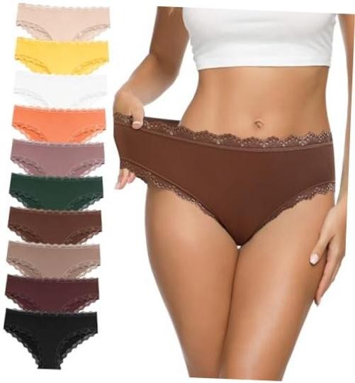 Women’s Cotton Bikini Panties,High-Cut Full Large 10 Pack-multicoloured a
