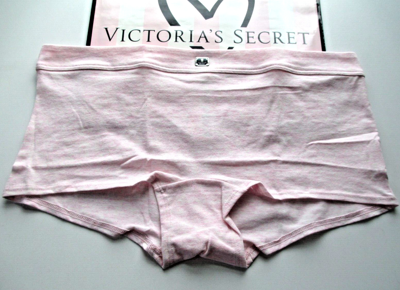 VICTORIA’S SECRET Cotton Boyshort Panty VS Pink Heather S M L XL Hardware Patch