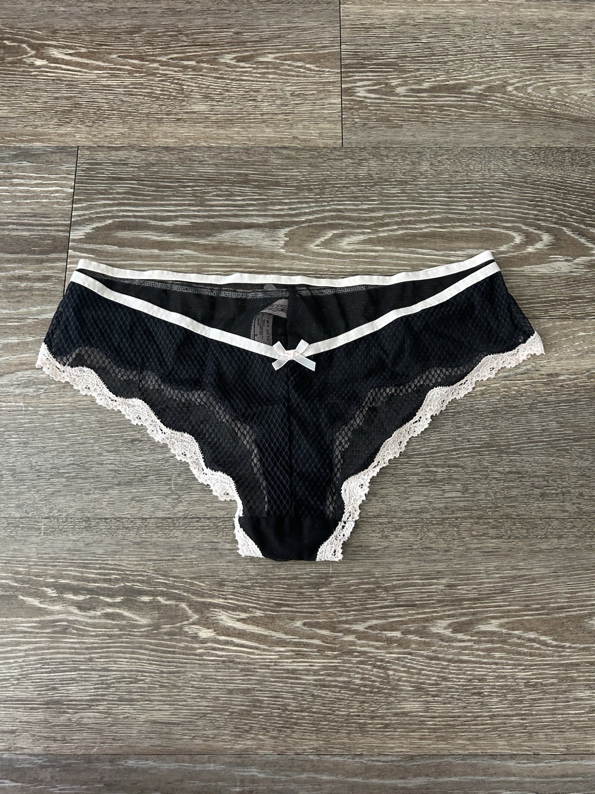 Victoria’s Secret White Black Lace Mesh Panties Coquette Grunge Sexy