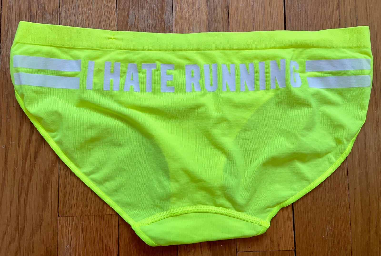 Victoria’s Secret Pink Panties Neon Stretch I Hate Running Rare NWT Med Low Rise