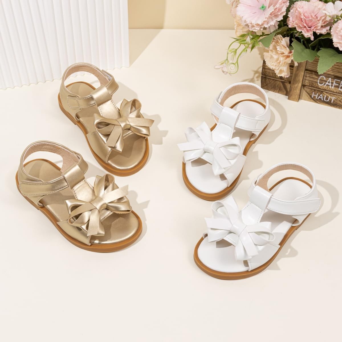 Girls Sandals Soft Sole Wedding Princess Flat Summer Bow Flower Baby Girl Dre…