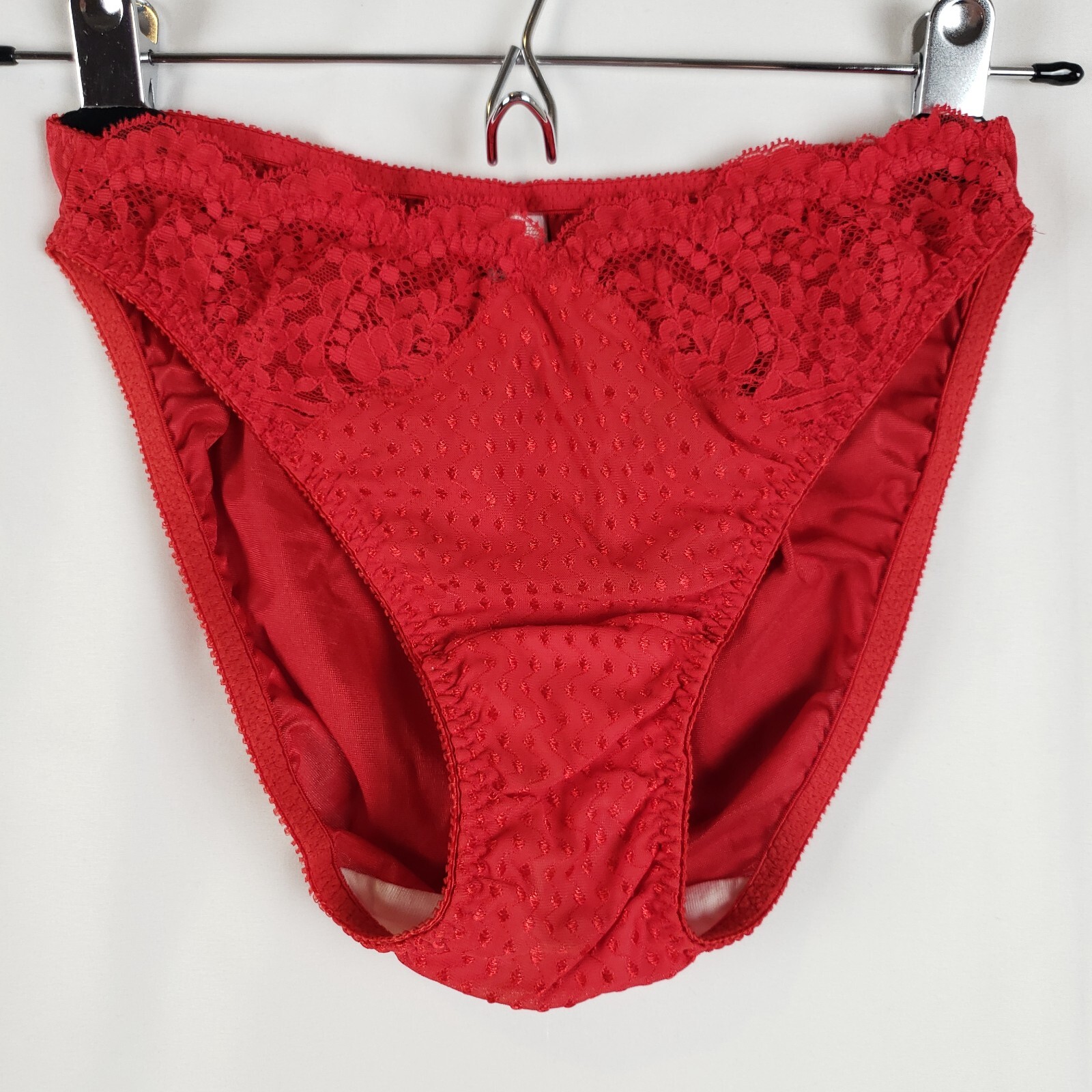 Valentino Intimo High Cut Panties Small Antron Nylon Lace Trim Liquid Satin Back