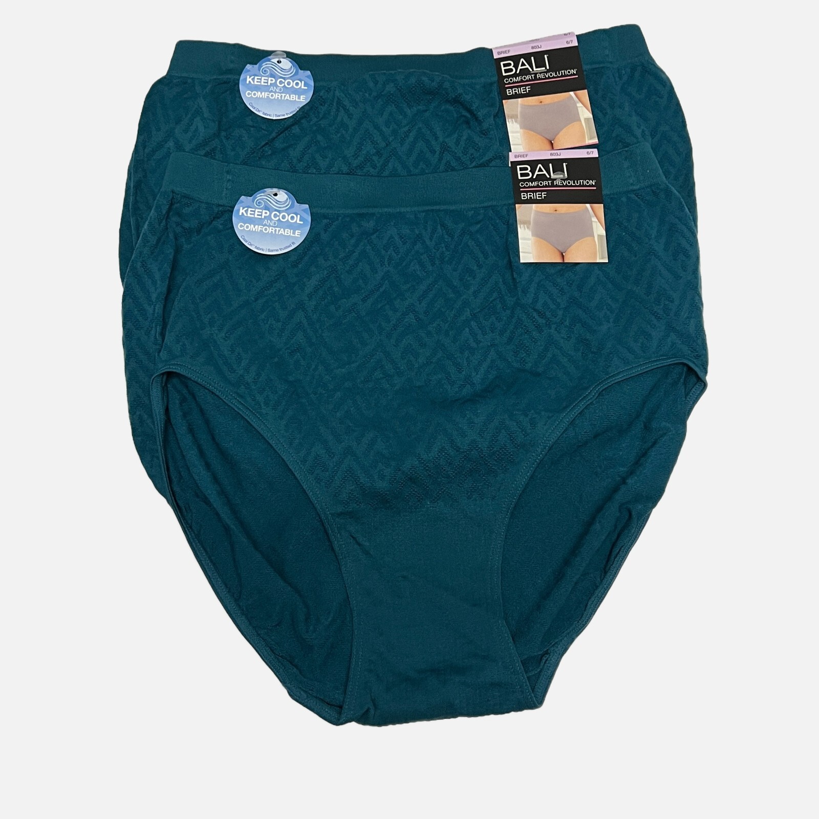 Bali Comfort Revolution Brief Panty Seamless 6/7 NWT 803J 2 PACK