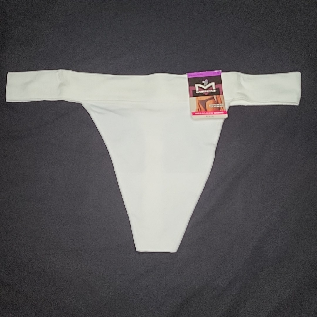 Maidenform Women’s Thong 2XL/9 White Seamless Soft Stretch New with Tags