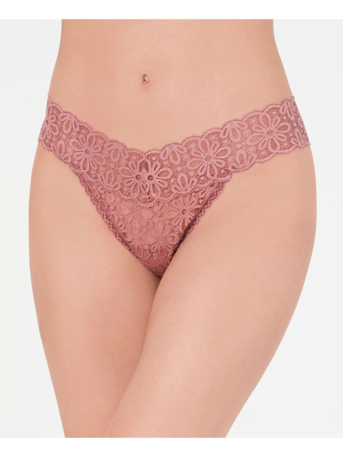 Jenni Intimates Women’s Mauve Floral Lace Thong Underwear One Size Fits 1X-3X