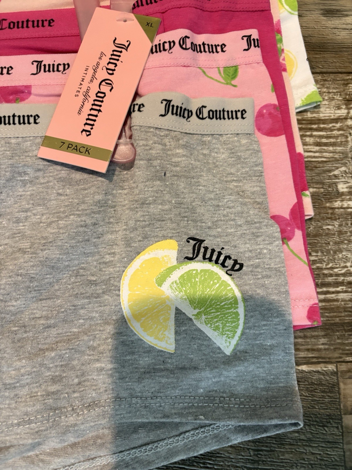 Juicy Couture Fruit Print Boyshorts Pack Of 7 Panties Size XL NWT