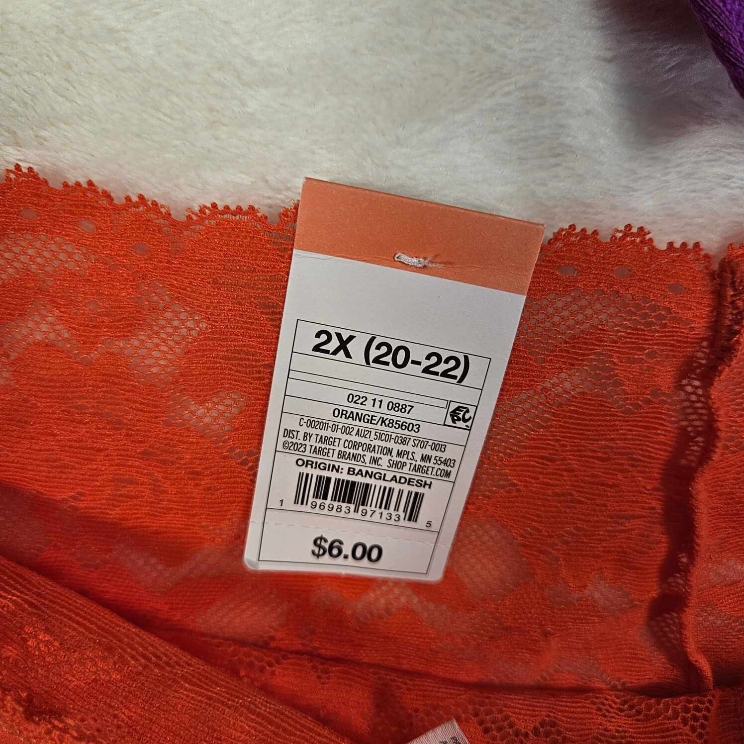 Auden 2pk Assorted Thong Underwear Womens Plus Size 2X Orange/Purple