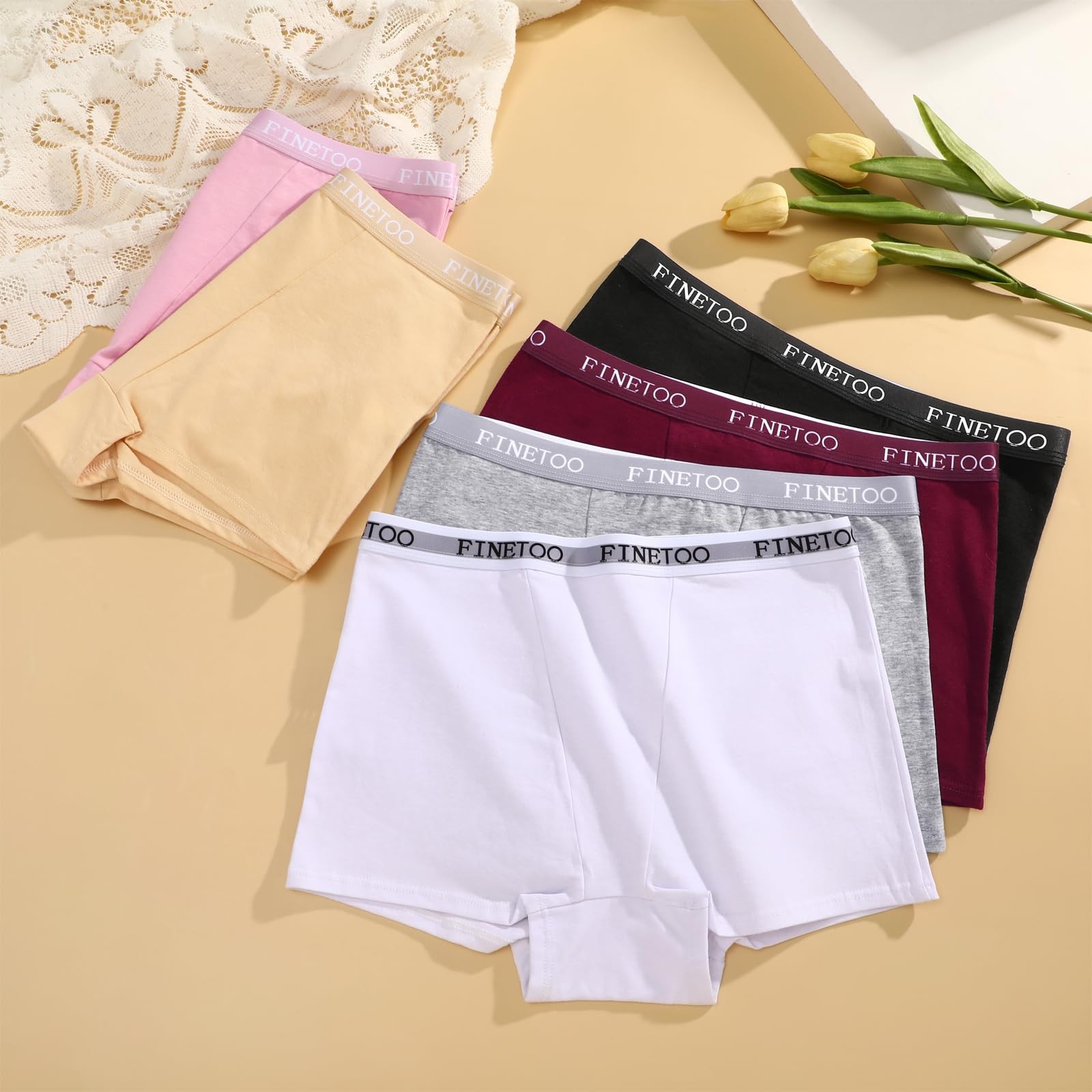 FINETOO Womens Cotton Medium, Black&grape Purple&ash Gray&white&pink&beige