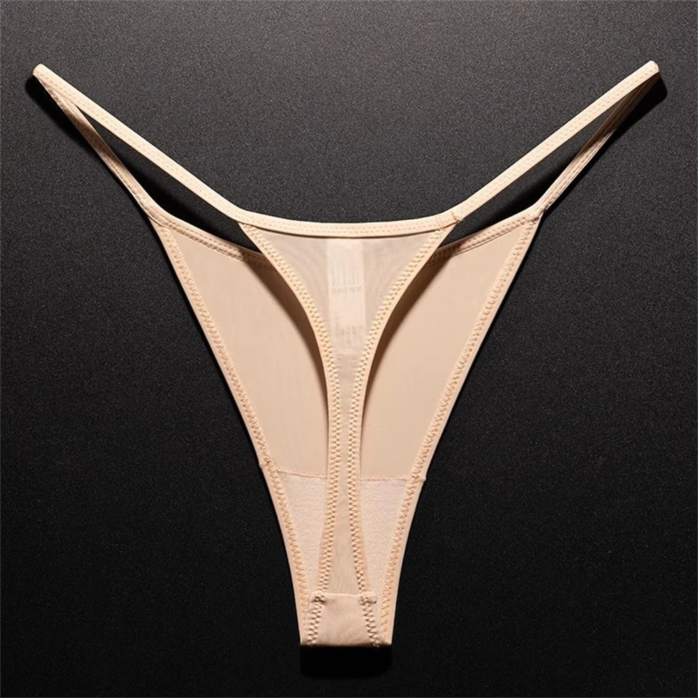 High Slit Spring/Summer New Leopard Print Thong for Women Sexy Ice Silk Seamless