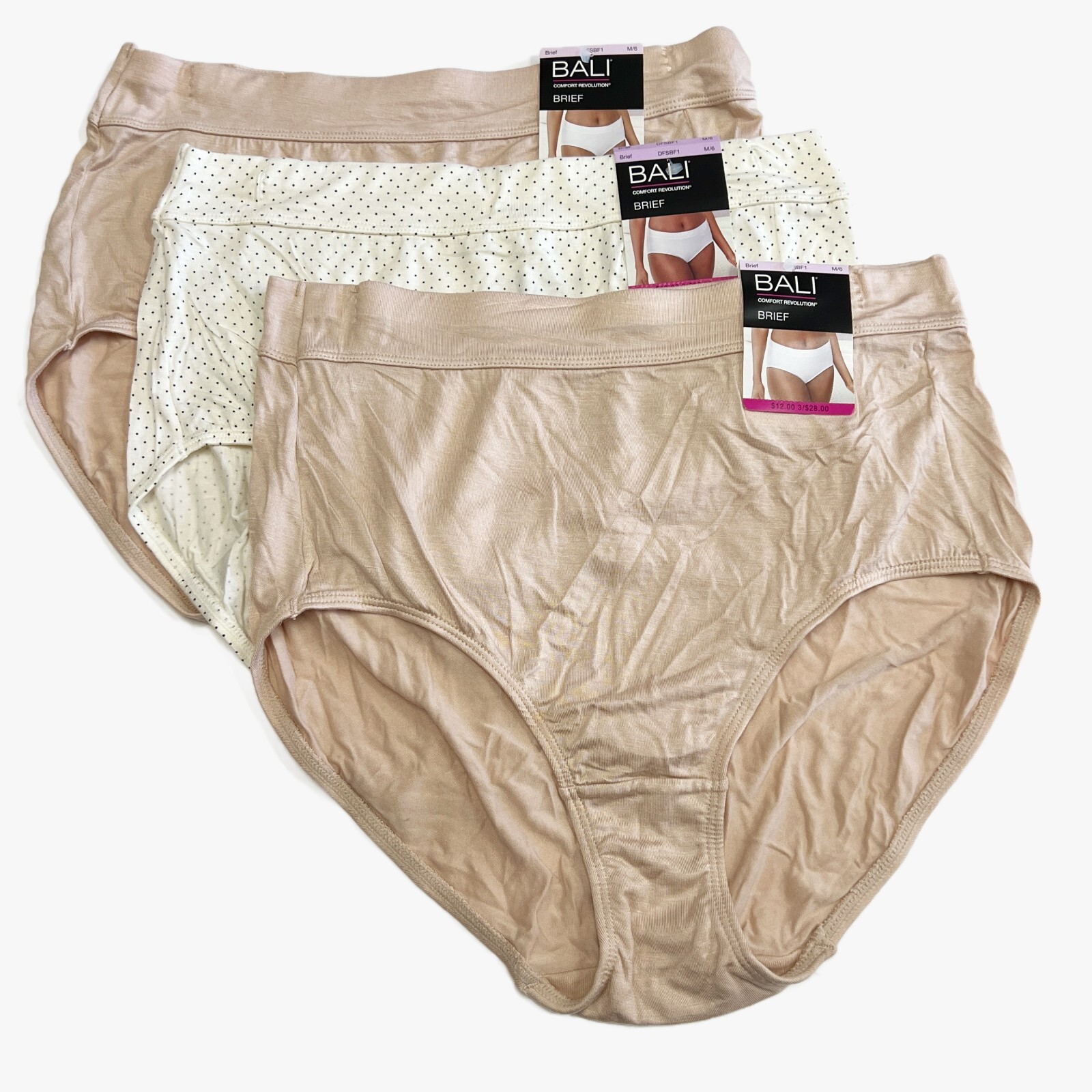 3 Bali Comfort Revolution Brief Panty M 6 DFSBF1 MEDIUM 3 Pack Super Soft Rayon