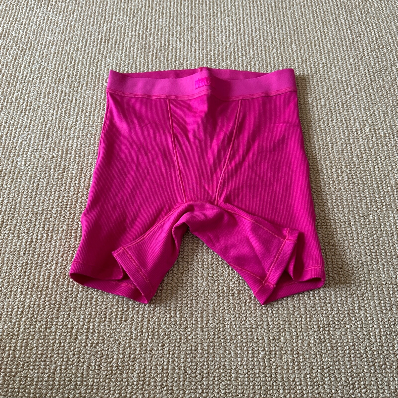 Skims Raspberry Cotton Rib Boxer Shorts, Size XS NWT