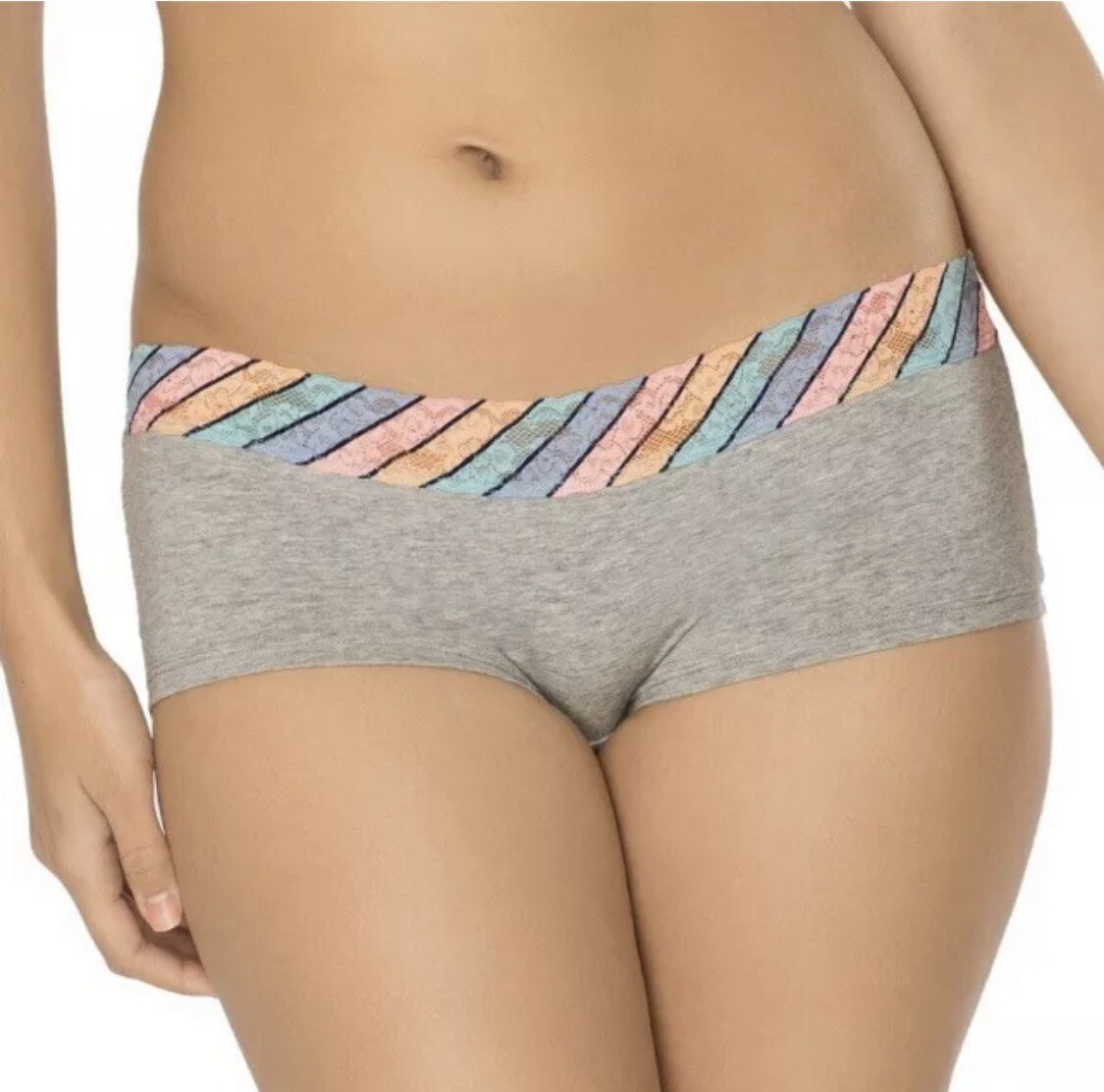 NEW So Boxy Boyshorts Panties Size XL Gray With Rainbow Stripe