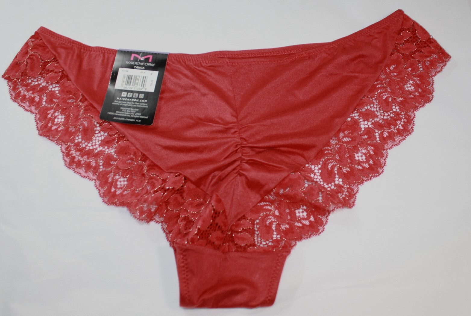 NWT set/3 MAIDENFORM comfort devotion LACE TANGA RED BLUE geo FLORAL wine 2XL