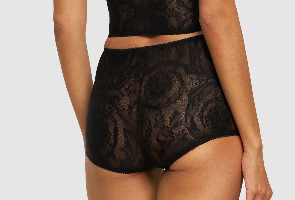 Versace Women’s “Jacquard Barocco Tulle” Black Panties Versace sz 3 US M IT 42