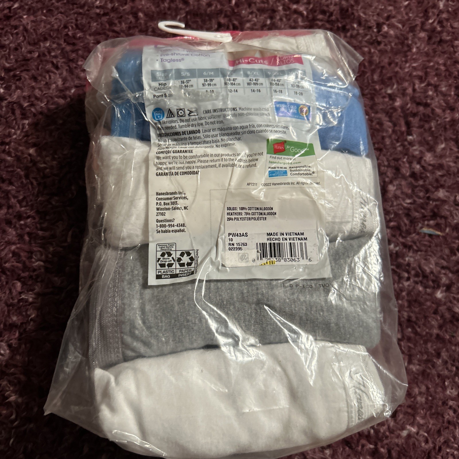 Breathable Cotton 8pc Tagless Hi-Cuts 10/3XL