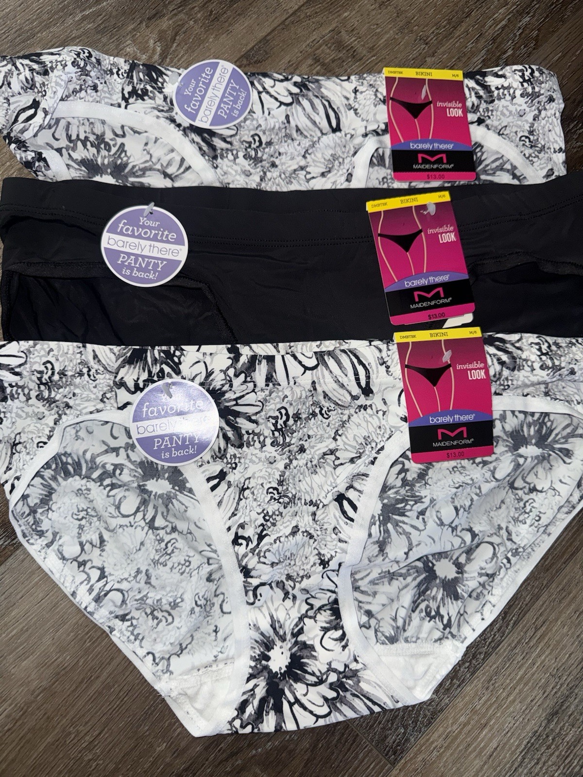 Maidenform 3-Pair Womens Bikini Underwear Nylon Blend Barely There (A) ~ M/6