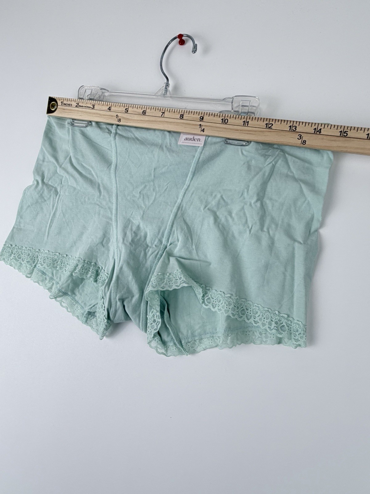 Auden Women’s Cotton Blend Boyshort Blue/Green Lace Trim Size XL