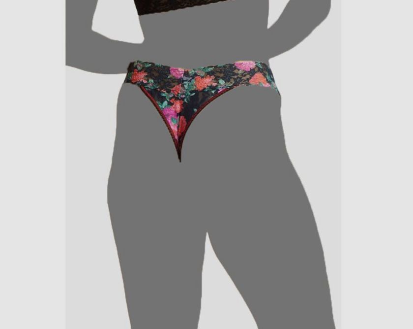 $25 Hanky Panky Women’s Black Floral Printed Lace Thong Panties Size OS/ 4-14