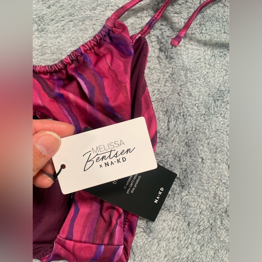 NWT Melissa Bentsen x NA-KD snake print drawstring bikini pantie large