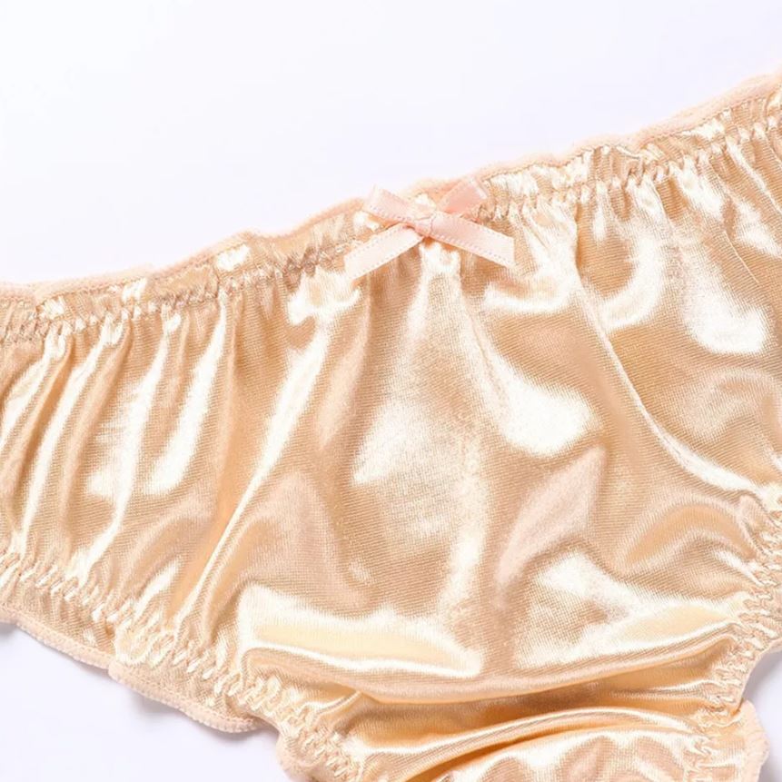 4 Pcs Lot Womens Sexy Satin Thongs Panties Ruffly G-string Underwear,S M L XL