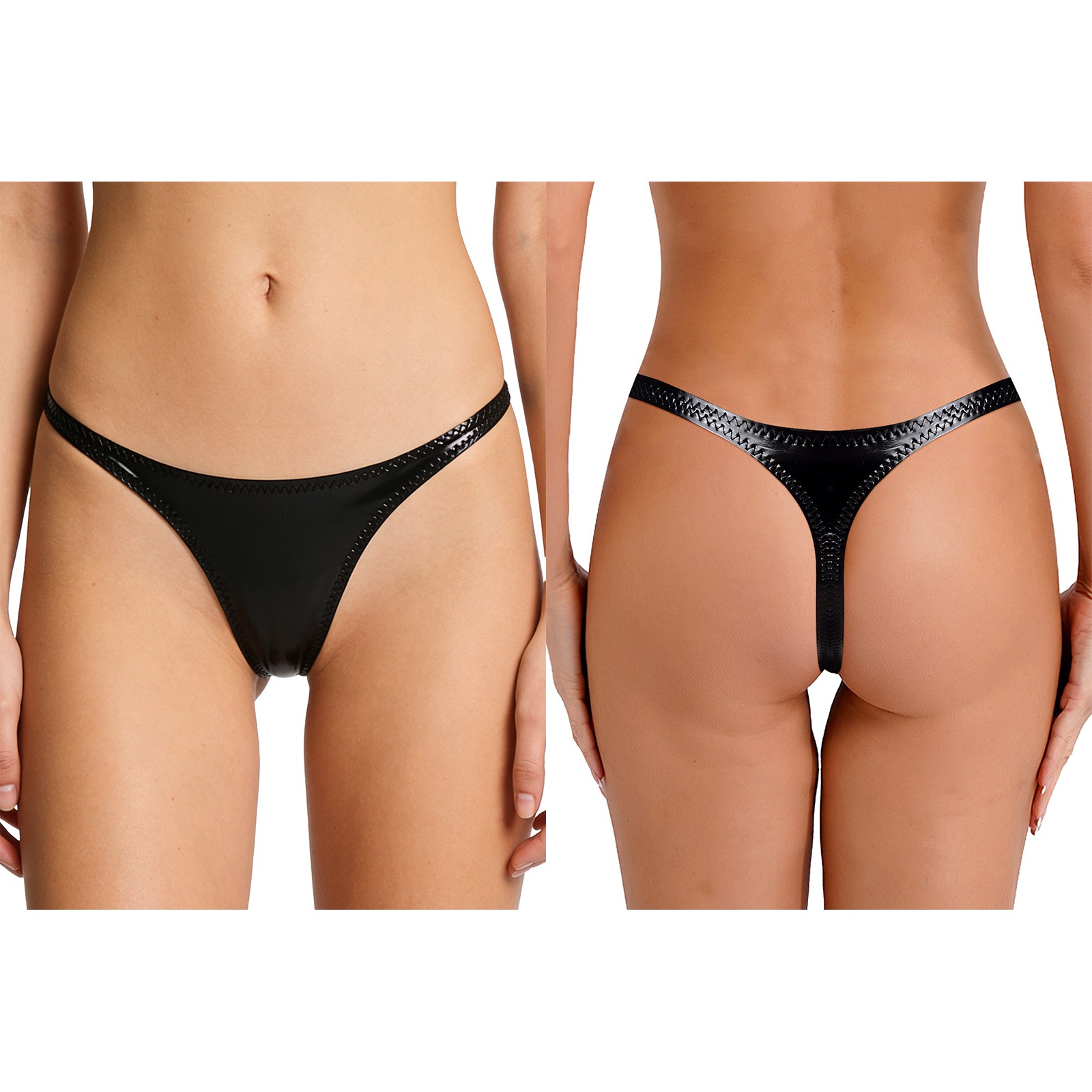Womens Leather Thongs Low Waist Cheeky Panties Hipster Bikini Briefs Underwear