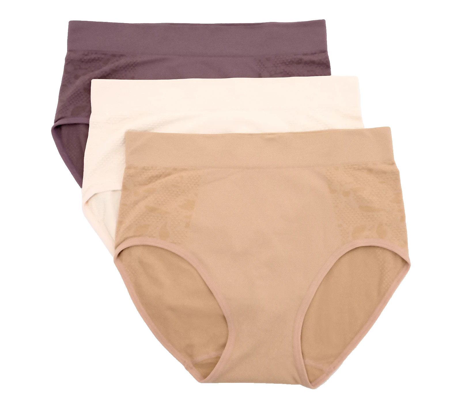 Breezies~Set of 3~Lace Comfort Seamless Briefs~Small~Latte~A606736 11484