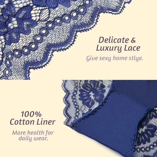 Lace Underwear for Women High Waisted 2X 7pcs-black/Nude/White/Blue/Green
