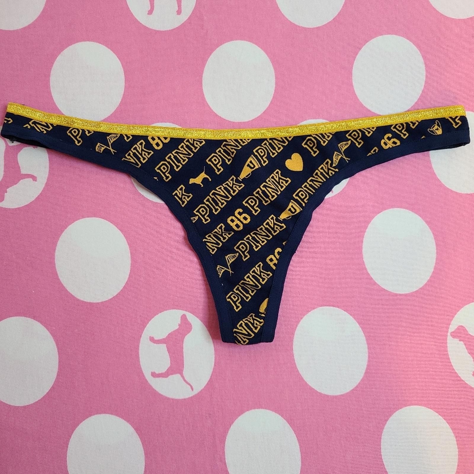 Rare VTG VS PINK Graphic Cotton Extra Low Rise Skinny Side Thong Panty Size Lg