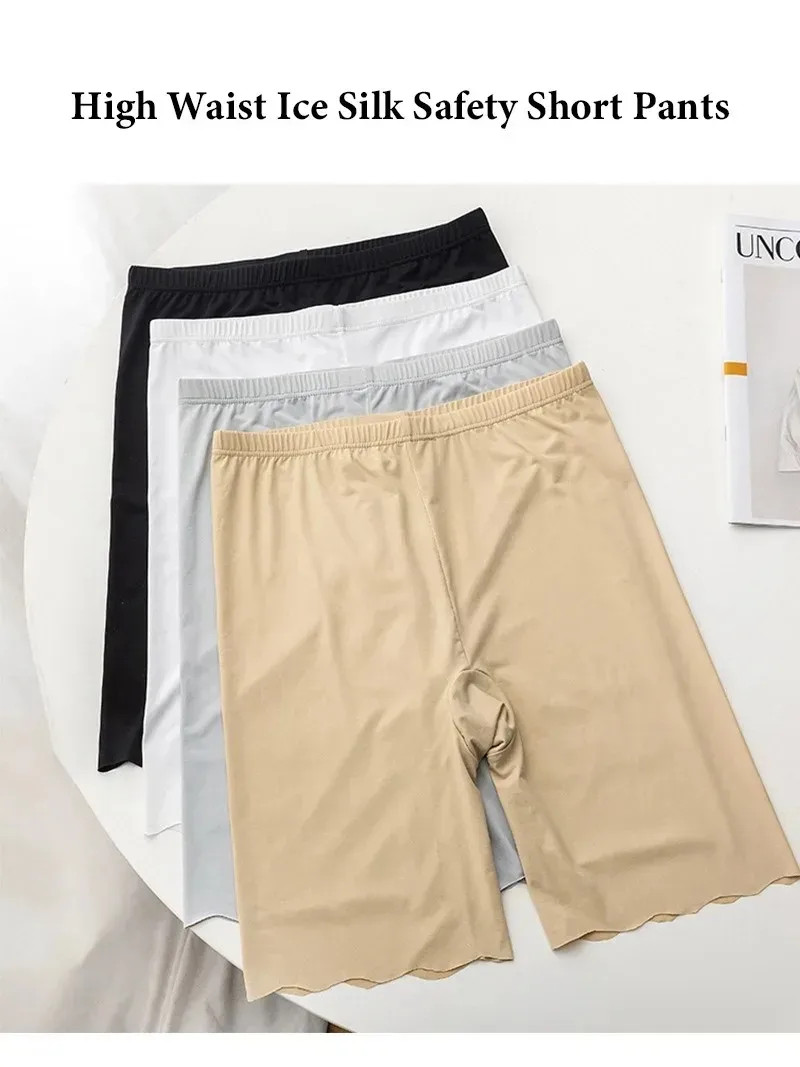 Seamless Ice Silk Safety Shorts High Waist Boxers Panties Anti Rub Thigh Pants