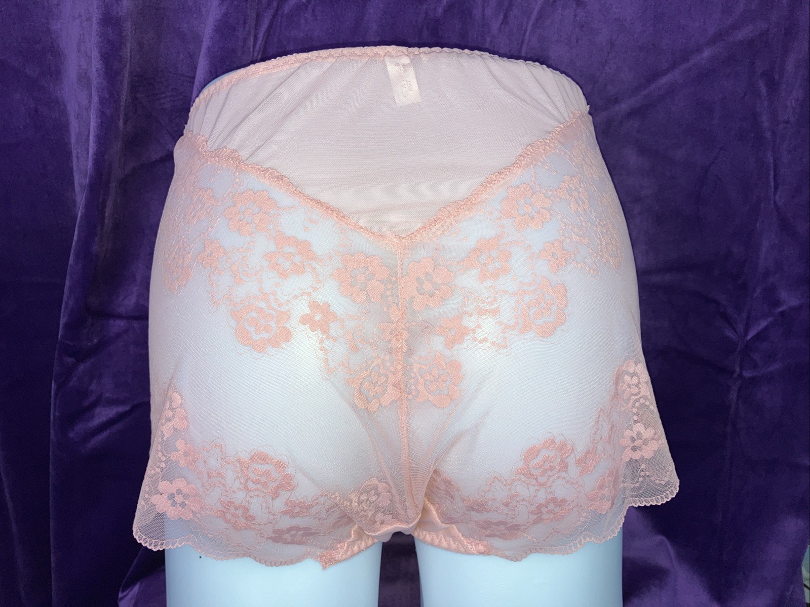 Set 2 NEW 3x Sheer Lace Risqué PINK Granny Panty Nylon Mesh Lace Sissy Stocking