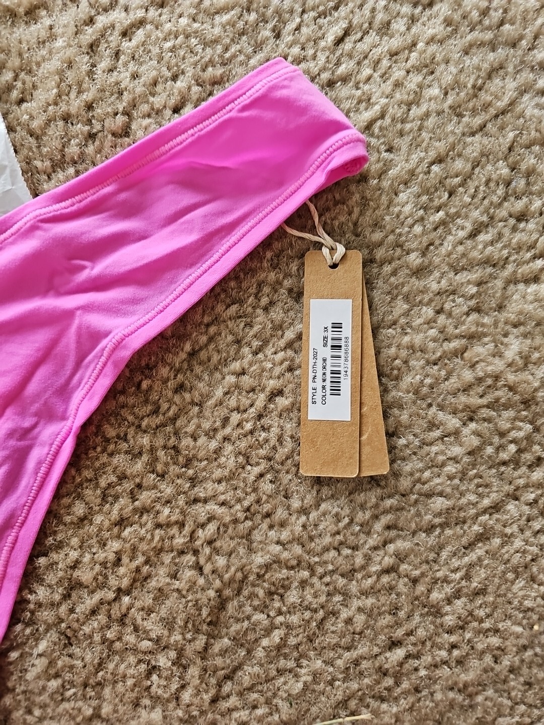 SKIMS Fits Everybody Dipped Thong Neon Orchid Size 3X NEW $18 Limited Edition