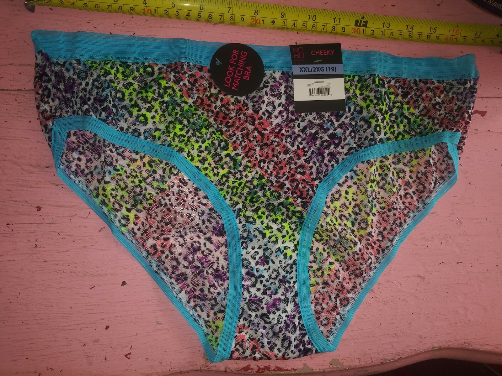Cheeky XXL 2x 19 womens no boundaries blue multi color cheetah print panty NEW