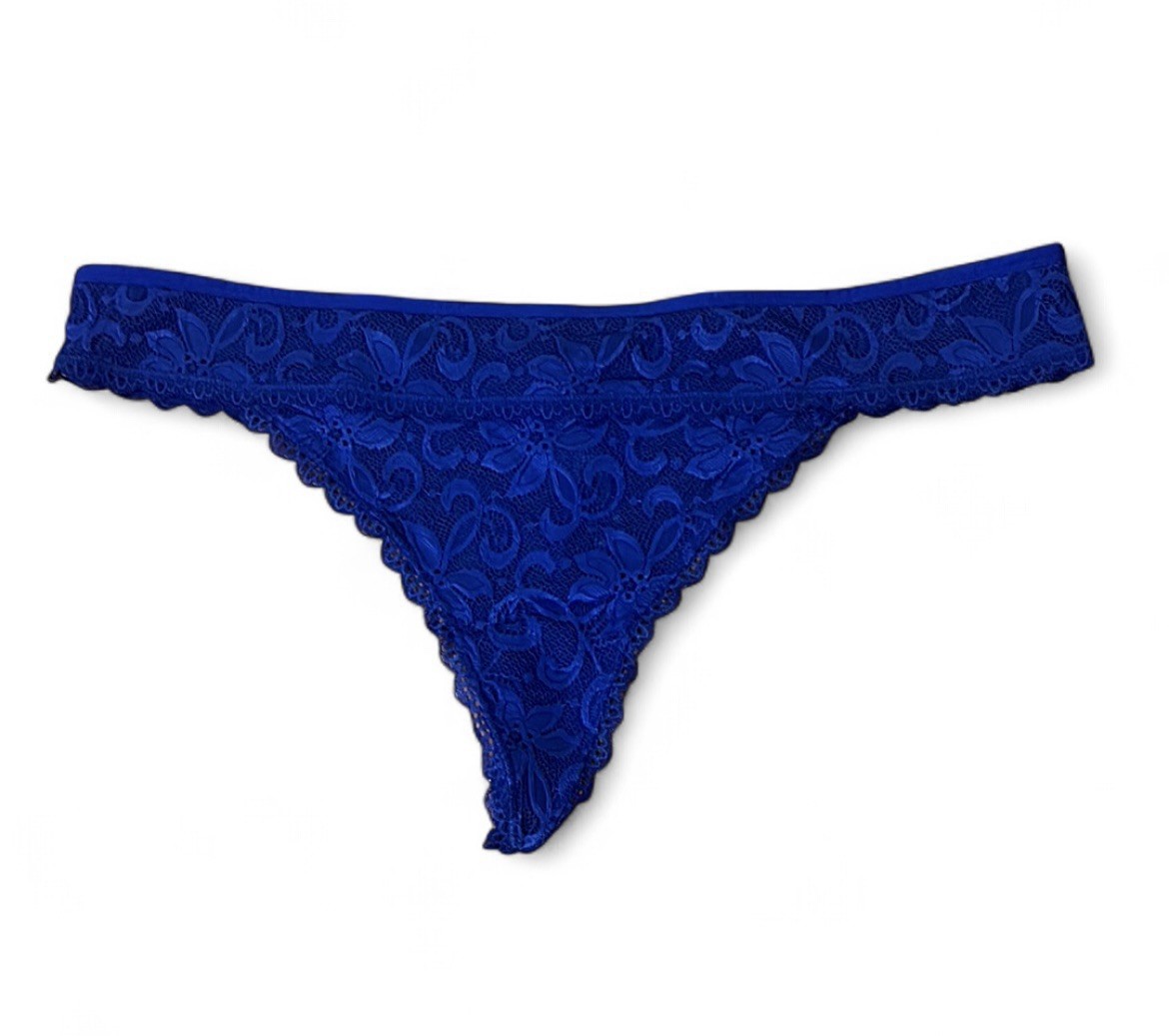 Adore Me Panty Sz 4XL Royal Blue Lace Thong Feminine Sexy