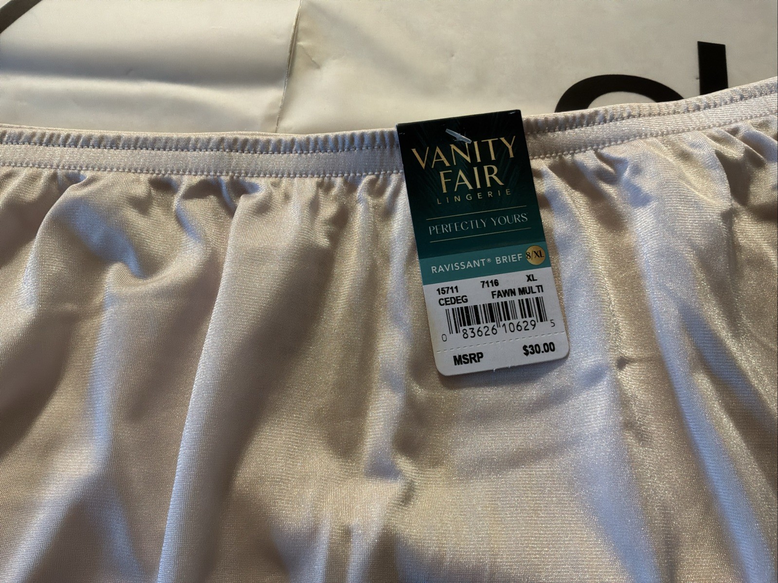 Vanity Fair Perfectly Yours Ravissant Brief Panty Womens 8/XL FAWN NWT