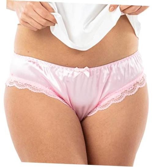 Women’s Tanga Bikini Lingerie Briefs Panties Satin Frilly XX-Large Baby Pink